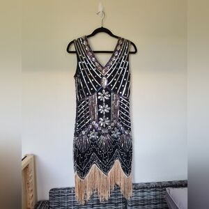 Black and Gold Beaded Dress